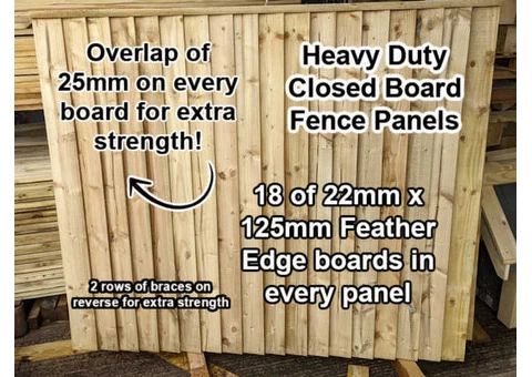 Heavy Duty Closed Board Fence Panels. From £25 ea. - 1/4
