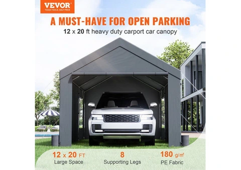 VEVOR Carport, Heavy Duty 12x20ft Car Canopy, Outdoor Garage Shelter - 2/2