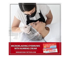Painless Micro blading Eyebrows with Beyond Tattoos Numbing Cream