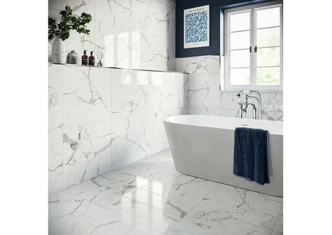 Shop White Bathroom Tiles - Majestic Grey Vein Porcelain Tiles - 2/2