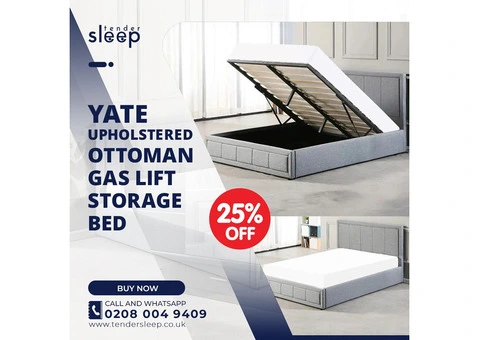 Yate Upholstered Ottoman Gas Lift Storage Bed | Sale 25%