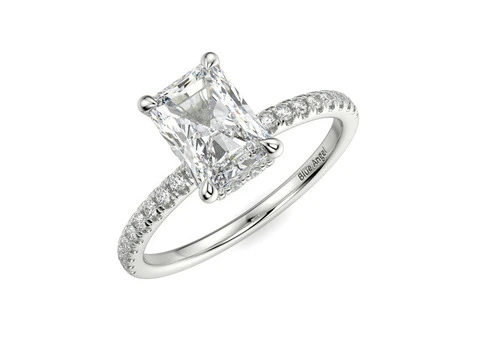Radiant Hidden Halo Engagement Ring