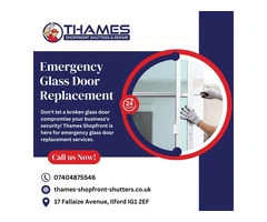 On Call 24/7: Emergency Glass Door Replacement by Thames Shopfront Shutters