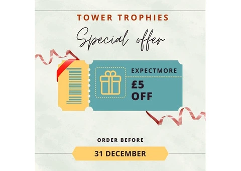 Get £5 off on Sports Trophies & Shields Online - Tower Trophies UK - 2/2