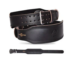 AQF Weight Lifting Leather Belt 4" Cowhide Black
