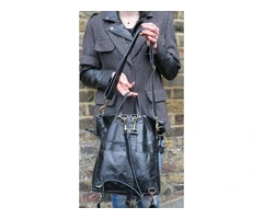 leather backpack women - Belgian Backpack Convertible Black Leather Bag