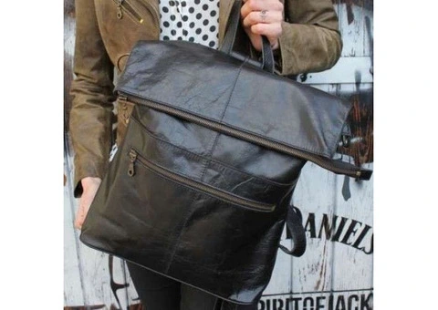 leather backpack women - Belgian Backpack Convertible Black Leather Bag - 2/4