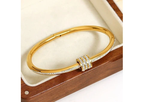 Shine Bright with Glamourize's Gold Triple Row Bracelet