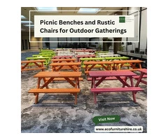 Hire Picnic Benches and Rustic Chairs for Outdoor Gatherings
