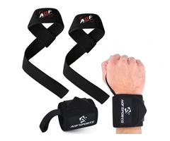 AQF 18" Weight Lifting Wrist Wraps and 21" Straps Kit