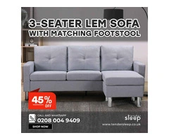 Buy 45% Off | 3 Seater LEM Fabric Sofa With Matching Footstool