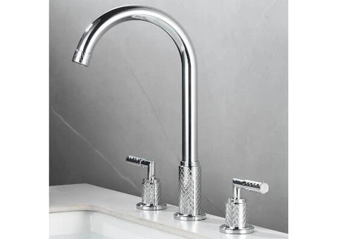 Brass Chrome Finished Double Handles Washbasin Mixer Bathroom Sink Tap TC0238 - 1/3