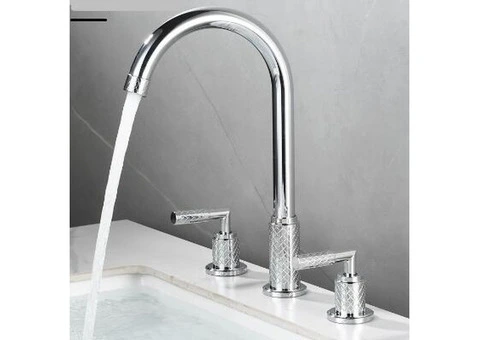 Brass Chrome Finished Double Handles Washbasin Mixer Bathroom Sink Tap TC0238 - 2/3