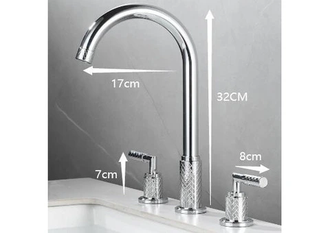 Brass Chrome Finished Double Handles Washbasin Mixer Bathroom Sink Tap TC0238 - 3/3