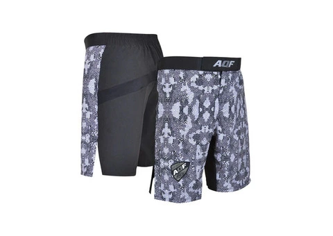 AQF MMA Fight Shorts Grey Camouflage
