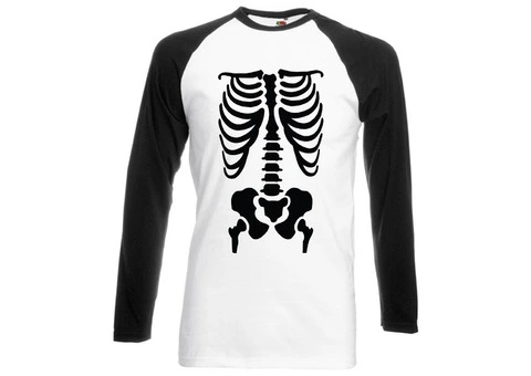 Baseball long sleeve Rib Cage X-Ray Skeleton Raglan Tee