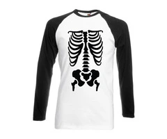 Baseball long sleeve Rib Cage X-Ray Skeleton Raglan Tee