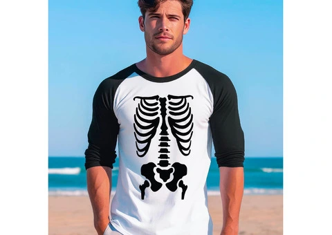 Baseball long sleeve Rib Cage X-Ray Skeleton Raglan Tee - 2/2