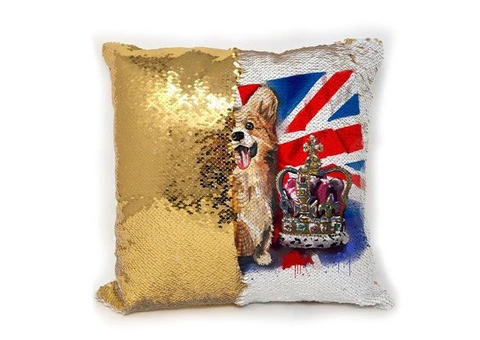 Queens Platinum Jubilee Sequin Cushion Cover