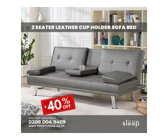 Introducing Our Luxurious 2-Seater Leather Cup Holder Sofa Bed!" buy now up to 40% off