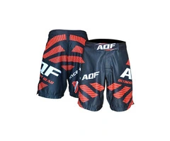 AQF MMA Fight Shorts Mens Black & Red