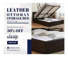 Leather Ottoman Storage Bed (End Lift Up)  - 50% OFF