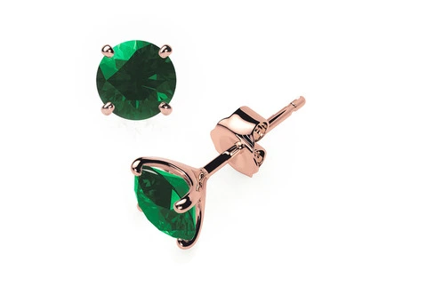 Emerald Earrings 0.20 CTW Studs 4 CLAW 18K Rose Gold – Butterfly