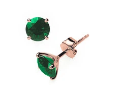 Emerald Earrings 0.20 CTW Studs 4 CLAW 18K Rose Gold – Butterfly