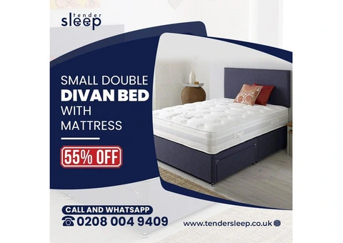 Small Double Divan Bed With Mattress - 50% OFF