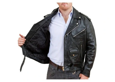 Ride in Style: Men's Classic Asymmetric Zip-Up Leather Jacket