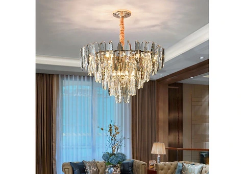Clear Crystal Pyramid Postmodern Chandelier by WDW