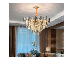 Clear Crystal Pyramid Postmodern Chandelier by WDW