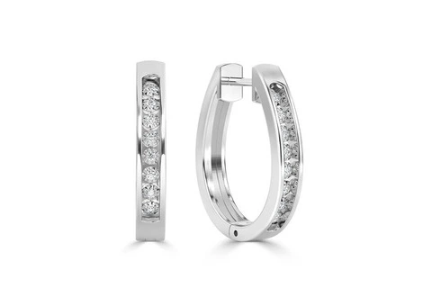 Dazzling Round Hoop Diamond Earrings for Sale