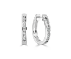 Dazzling Round Hoop Diamond Earrings for Sale