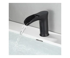 Black Brass Waterfall Spout Bathroom Sink Tap Automatic Taps TA0240B