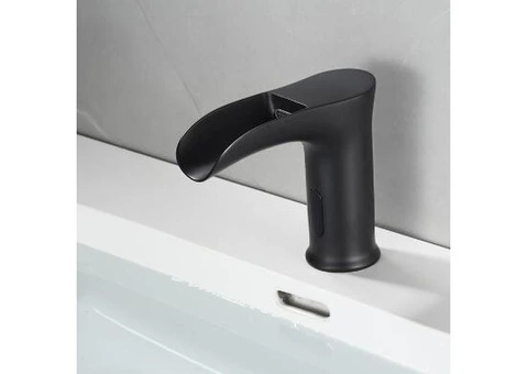 Black Brass Waterfall Spout Bathroom Sink Tap Automatic Taps TA0240B - 2/4