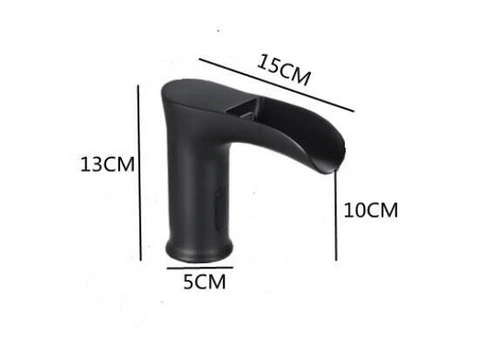Black Brass Waterfall Spout Bathroom Sink Tap Automatic Taps TA0240B - 3/4