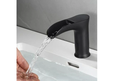Black Brass Waterfall Spout Bathroom Sink Tap Automatic Taps TA0240B - 4/4