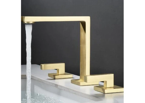 Antique Brass Golden Brushed Split Type Three-pieces Mixer Bathroom Sink Tap T0278G - 1/4