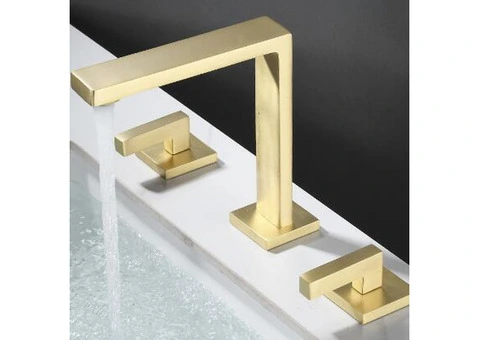 Antique Brass Golden Brushed Split Type Three-pieces Mixer Bathroom Sink Tap T0278G - 2/4