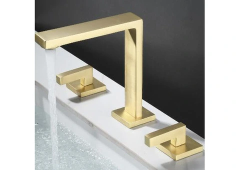 Antique Brass Golden Brushed Split Type Three-pieces Mixer Bathroom Sink Tap T0278G - 3/4