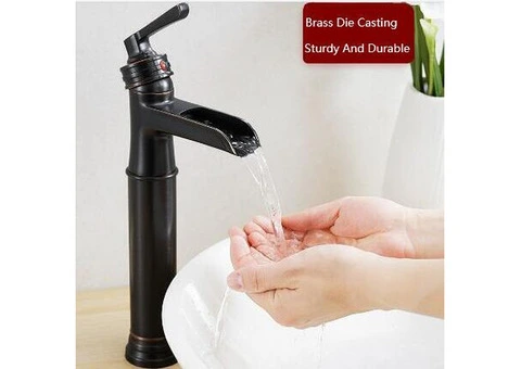 Vintage Black Bronze Brass Basin Tap Old Style Waterfall Bathroom Sink Tap TB0218 - 1/4