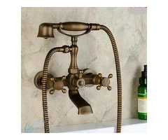 Antique Brass Two Handles Tub Tap with Hand Shower - TFB007