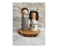 Custom Bespoke Personalised Wedding Cake Toppers LGBTQ Bride and Groom Wood and Clay