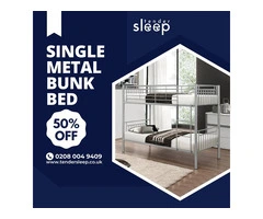 Sleek and Space-Saving Single Bunk Bed. shop now 50% off