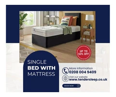 Single Bed & Comfy Mattress Combo!" shop now up to 50% off
