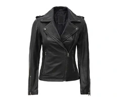 Jorde Calf Women’s Black Asymmetrical Casual Leather Jacket