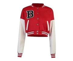 Jorde Calf Women’s Cropped Lettermen Varsity Jacket