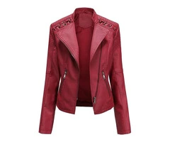 Jorde Calf Women’s Casual Zip Up Biker Leather Jacket