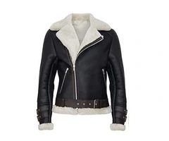 Jorde Calf Women’s Black Fur Collar Leather Jacket